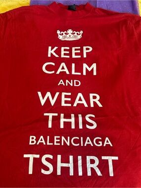 Balenciaga Red 'Keep Calm' Graphic Tee